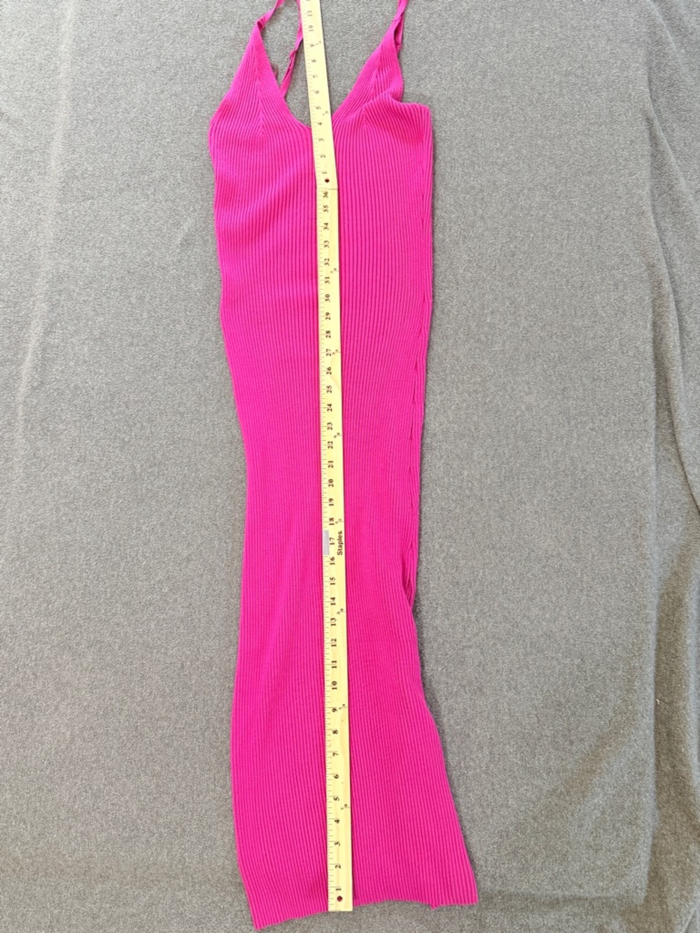 Fuchsia Ribbed V‑Neck Maxi long Dress semi-formal fitted women’s small sexy - Picture 7 of 7